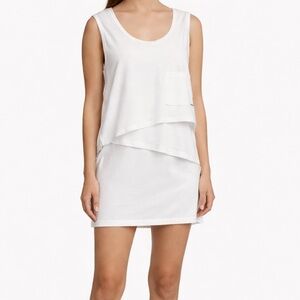 NWT Alexander Wang High Twist Jersey Layered Muscle Mini Dress Womens sz L White